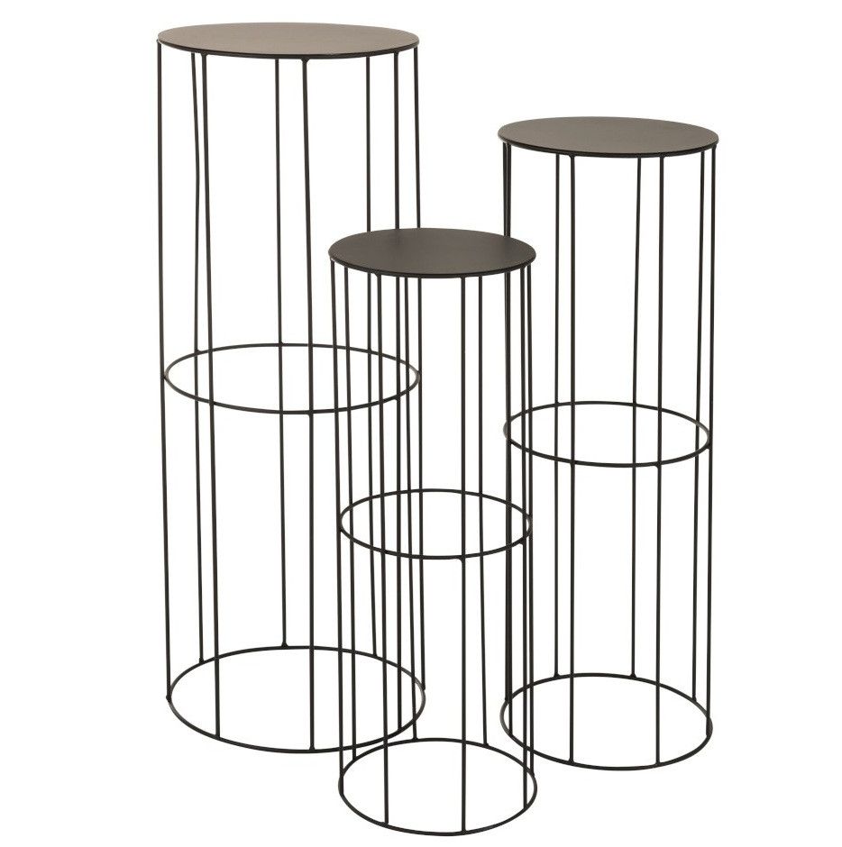 Set de 6 tables d'appoint rondes métal noir Ocel - Photo n°1