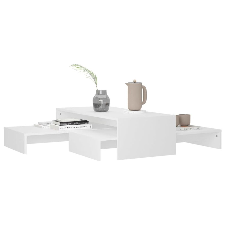 Set tables basses gigognes Blanc 100x100x26,5 cm - Photo n°1