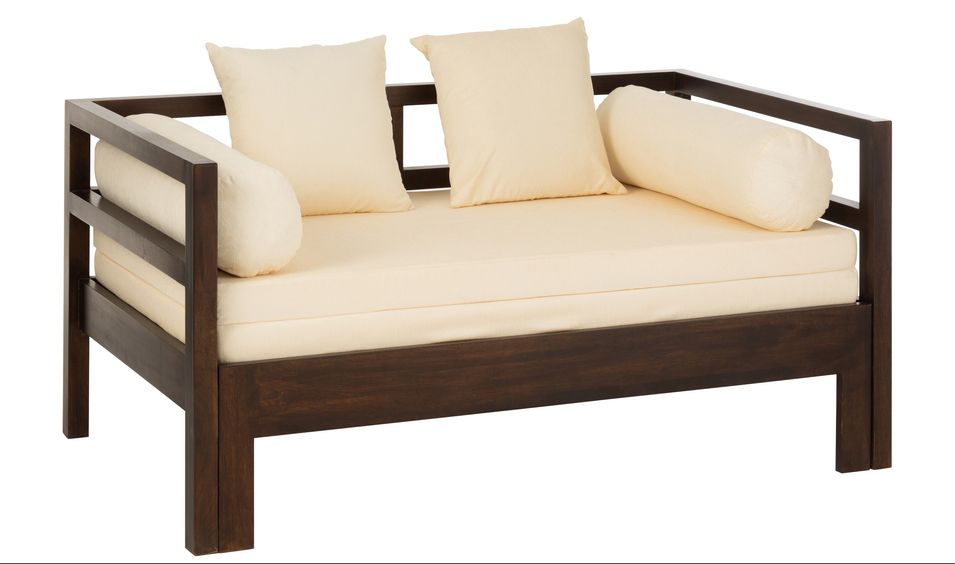 Sofa convertible lit 4 coussins bois Suzy L 163 cm - Photo n°1