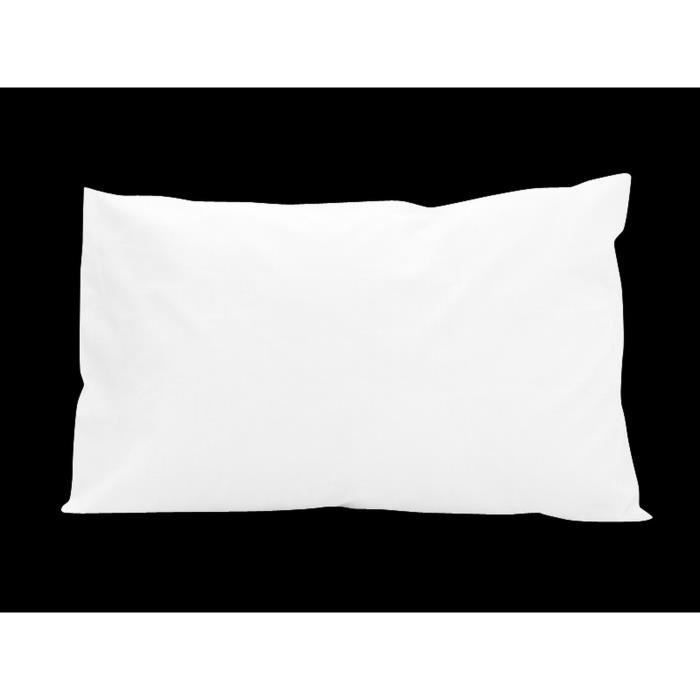 SOLEIL D'OCRE Lot 2 Taies d'oreiller rectangle US 50x75 cm en coton uni 57 Fils - Blanc - Photo n°1