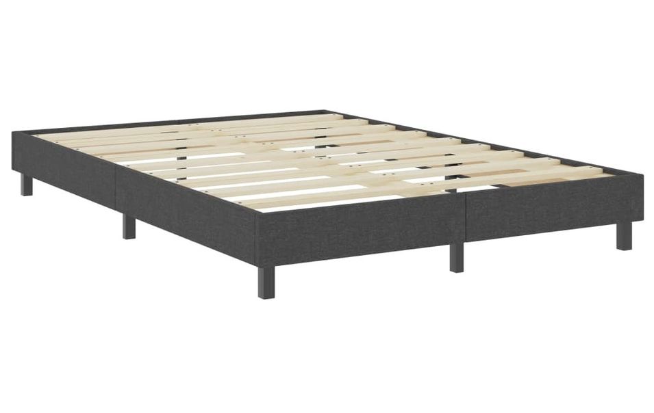 Sommier tapissier en tissu gris foncé sur pieds Sloka - Élégance et confort à 25.5 cm de hauteur - Photo n°1