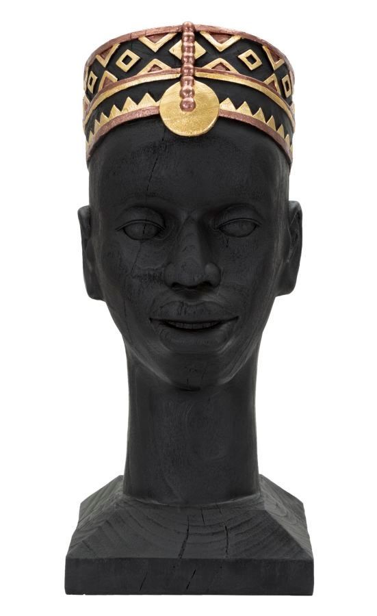 Statue Massai décorative tête d’homme effet bois d’ébène - Photo n°1