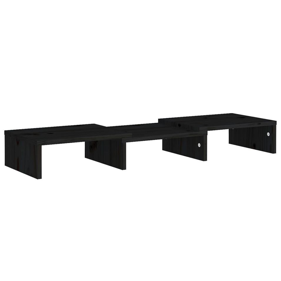Support de moniteur Noir 60x24x10,5 cm Bois de pin solide - Photo n°1