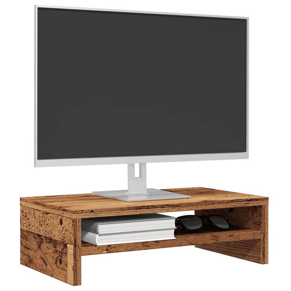 Support de moniteur vieux bois 42 x 24 x 13cm bois d'ingénierie - Photo n°1