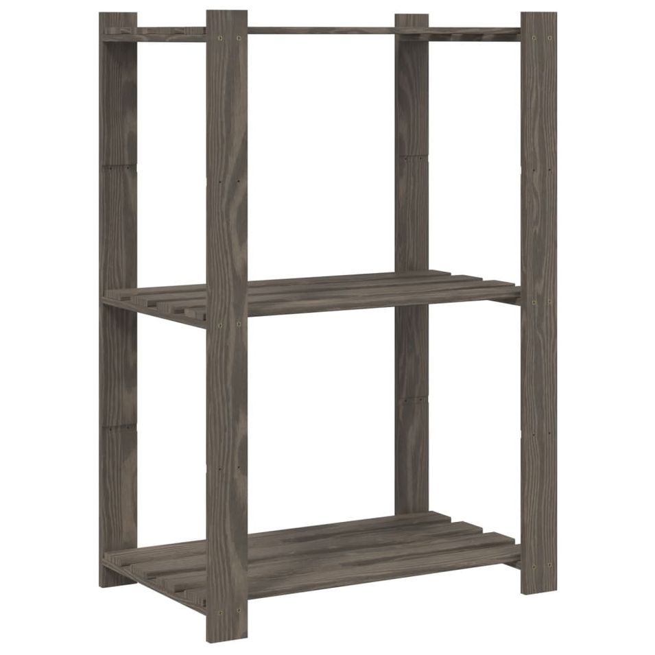 Support de rangement à 3 niveaux gris 60x38x90 cm bois de pin - Photo n°1