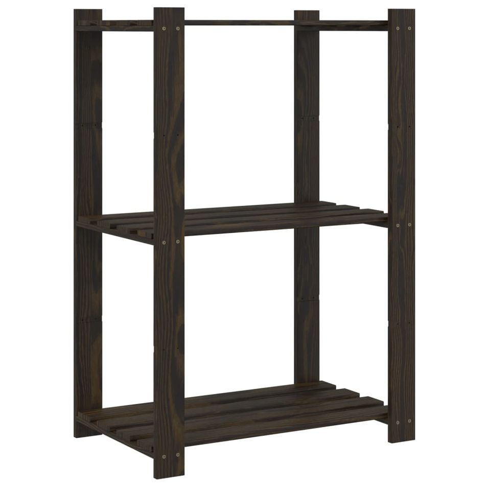 Support de rangement à 3 niveaux noir 60x38x90 cm bois pin - Photo n°1
