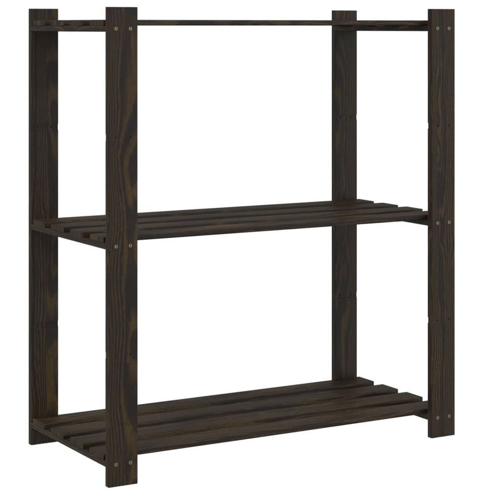 Support de rangement à 3 niveaux noir 80x38x90 cm bois pin - Photo n°1