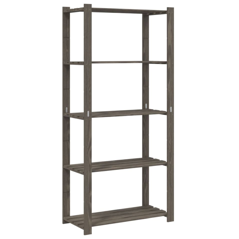 Support de rangement à 5 niveaux gris 80x38x170 cm bois de pin - Photo n°1