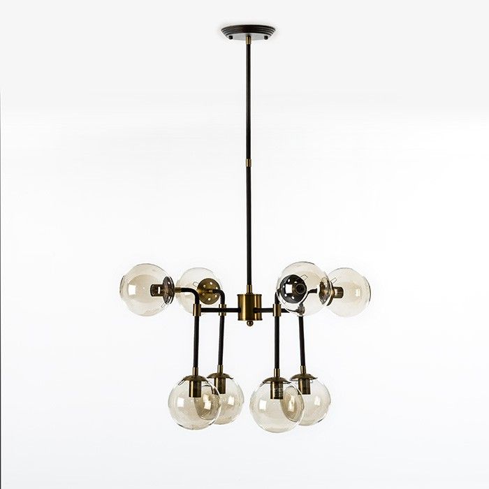 Suspension 8 branches verre et métal noir Gary L 75 x H 100 x P 75 cm - Photo n°1