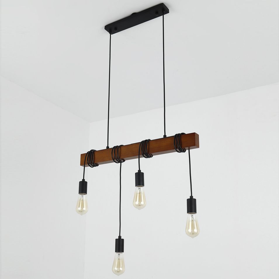 Suspension bois massif foncé et noir Zorren - Photo n°1