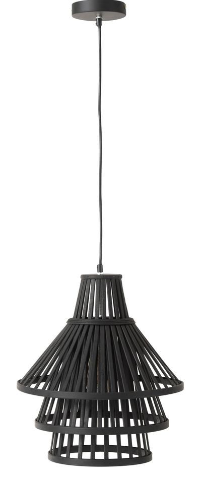 Suspension lampe moyenne en bambou noir Niga - Lot de 2 - Photo n°1