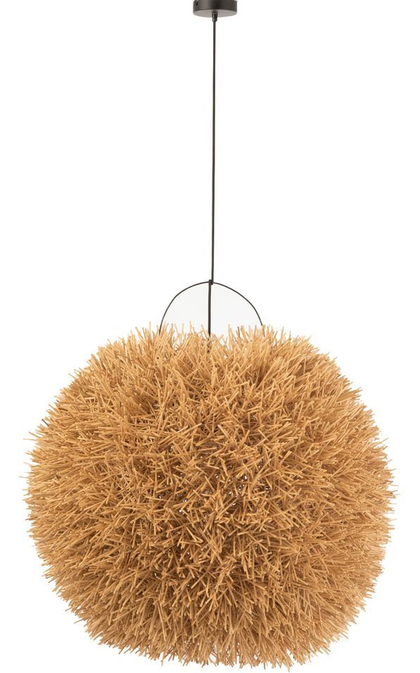 Suspension lampe ronde rotin naturel Katy H 70 cm - Photo n°1