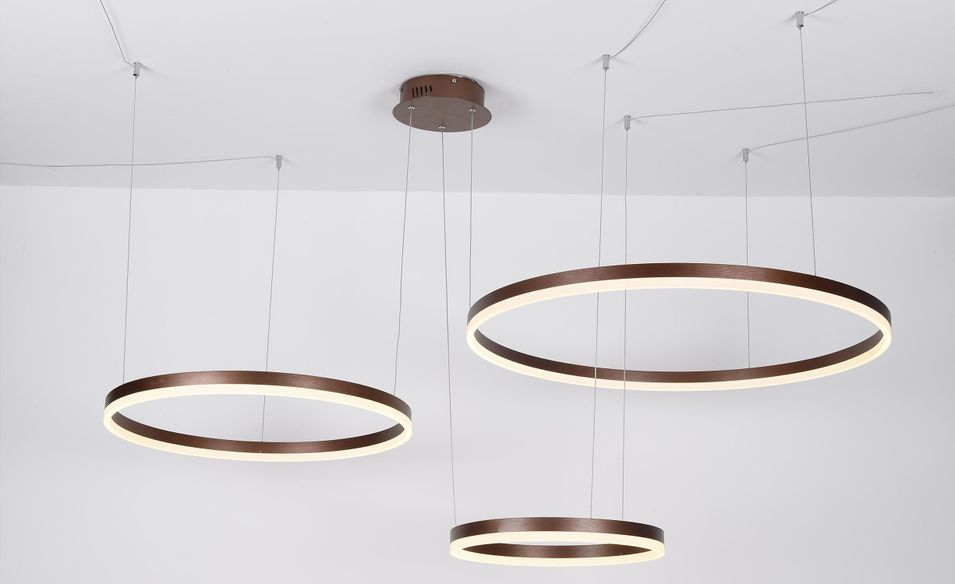 Suspension LED 3 anneaux métal marron Erclade - Photo n°1