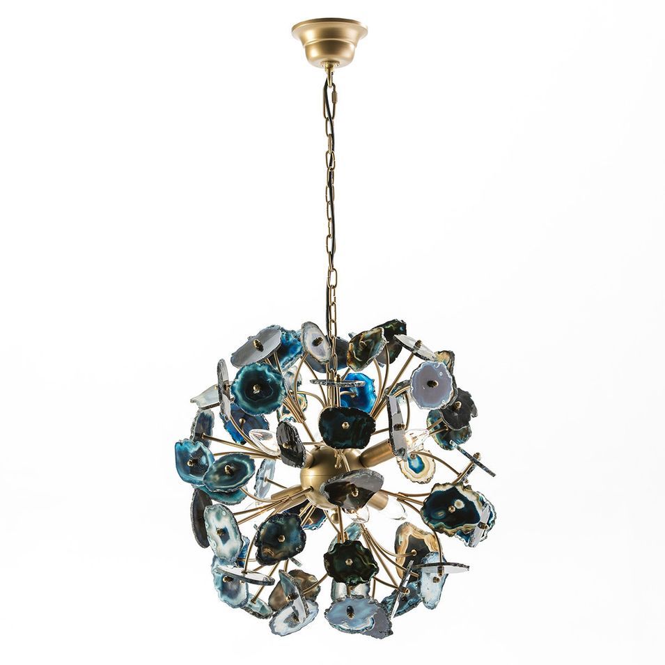 Suspension métal doré et agate bleu Marini L 55 x H 55 x P 55 cm - Photo n°1