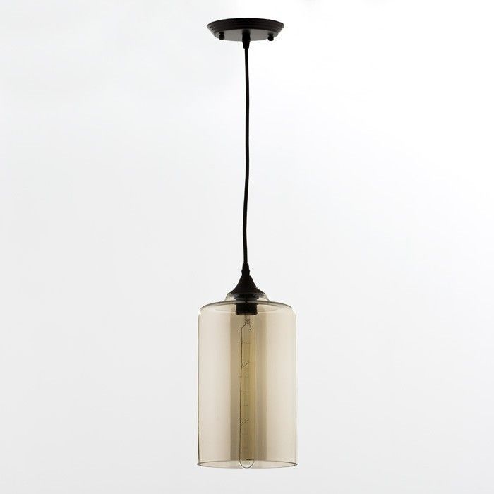 Suspension verre ambré Leroi D 18 x H 37 cm - Photo n°1