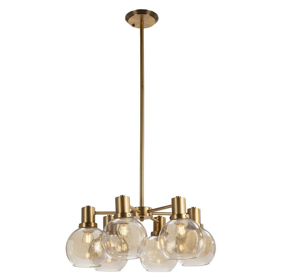 Suspension verre ambré et métal doré Netika L 46 x H 112 x P 46 cm - Photo n°1