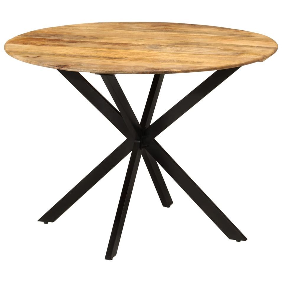 Table à dîner Ø110x78 cm Bois de manguier massif et acier - Photo n°1