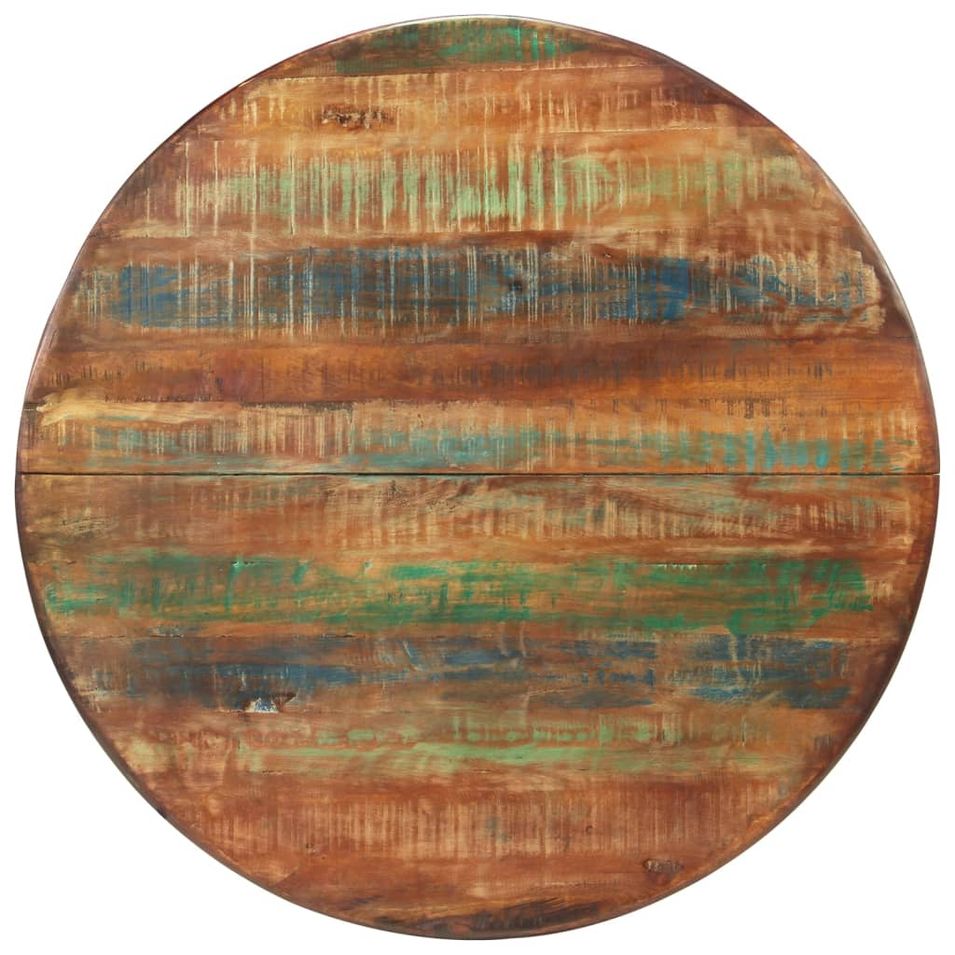 Table à dîner Ø110x78 cm Bois de récupération massif et acier - Photo n°2