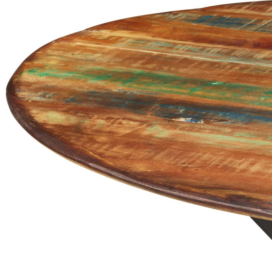 Table à dîner Ø110x78 cm Bois de récupération massif et acier - Photo n°3