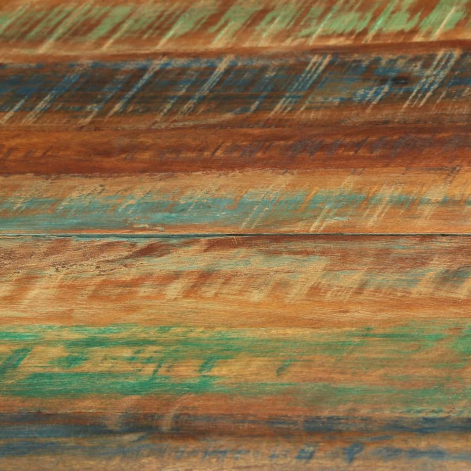 Table à dîner Ø110x78 cm Bois de récupération massif et acier - Photo n°5