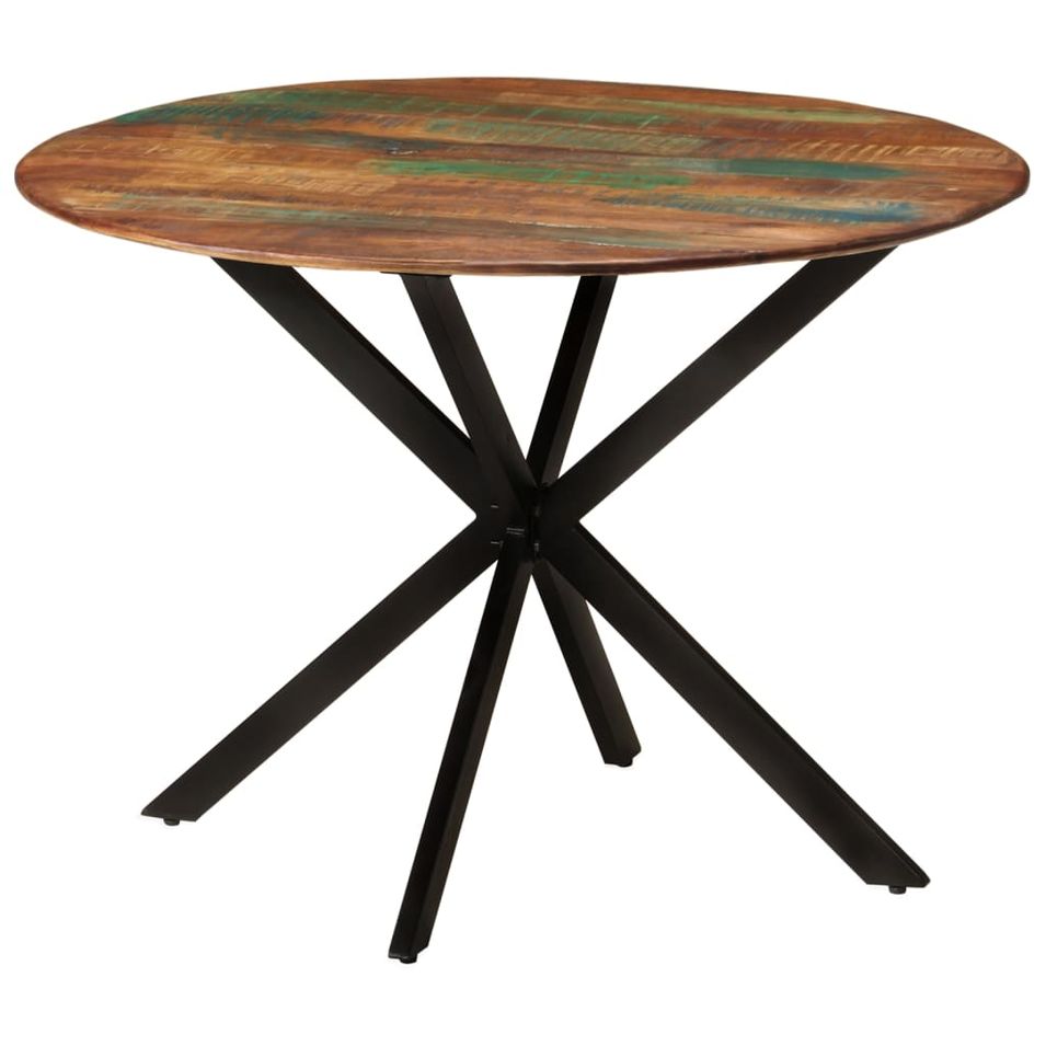 Table à dîner Ø110x78 cm Bois de récupération massif et acier - Photo n°7