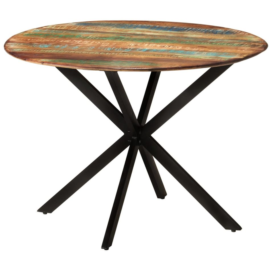 Table à dîner Ø110x78 cm Bois de récupération massif et acier - Photo n°8