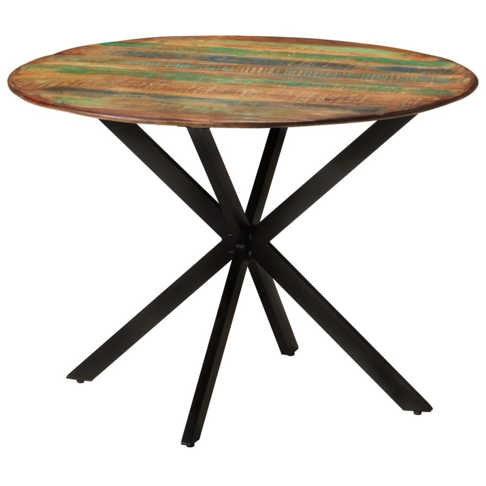 Table à dîner Ø110x78 cm Bois de récupération massif et acier - Photo n°9