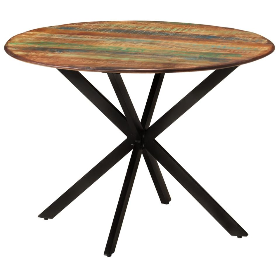 Table à dîner Ø110x78 cm Bois de récupération massif et acier - Photo n°10