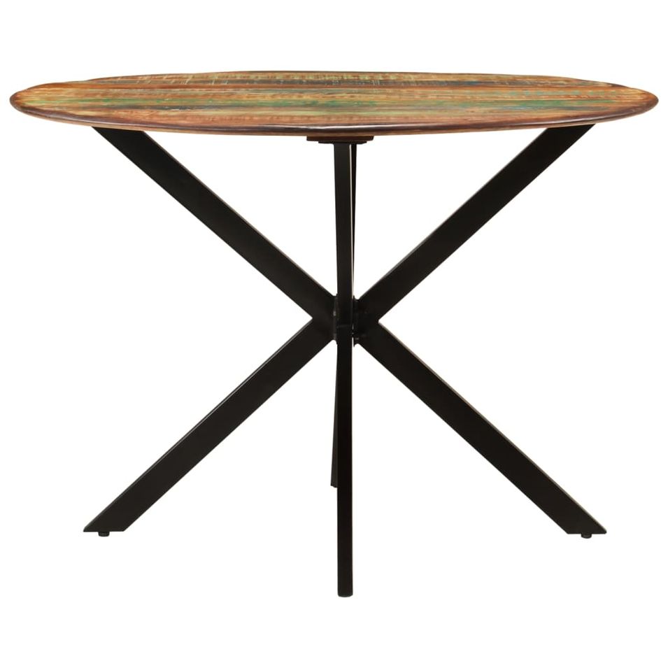 Table à dîner Ø110x78 cm Bois de récupération massif et acier - Photo n°11