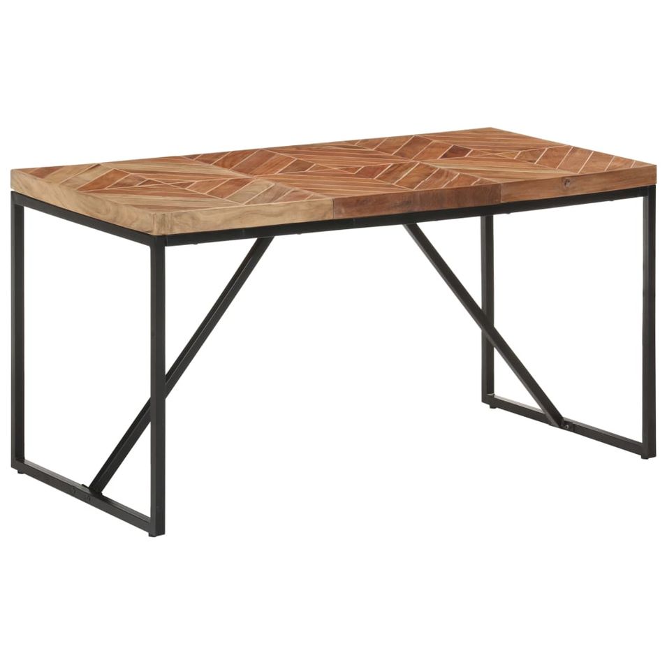 Table à dîner 140x70x76 cm Bois massif d'acacia et de manguier 2 - Photo n°1
