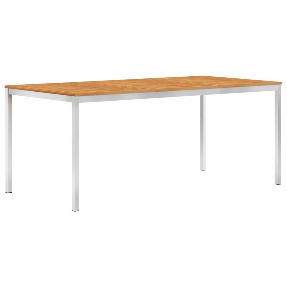 Table à dîner de jardin 180x90x75 cm Bois d'acacia et inox - Photo n°1