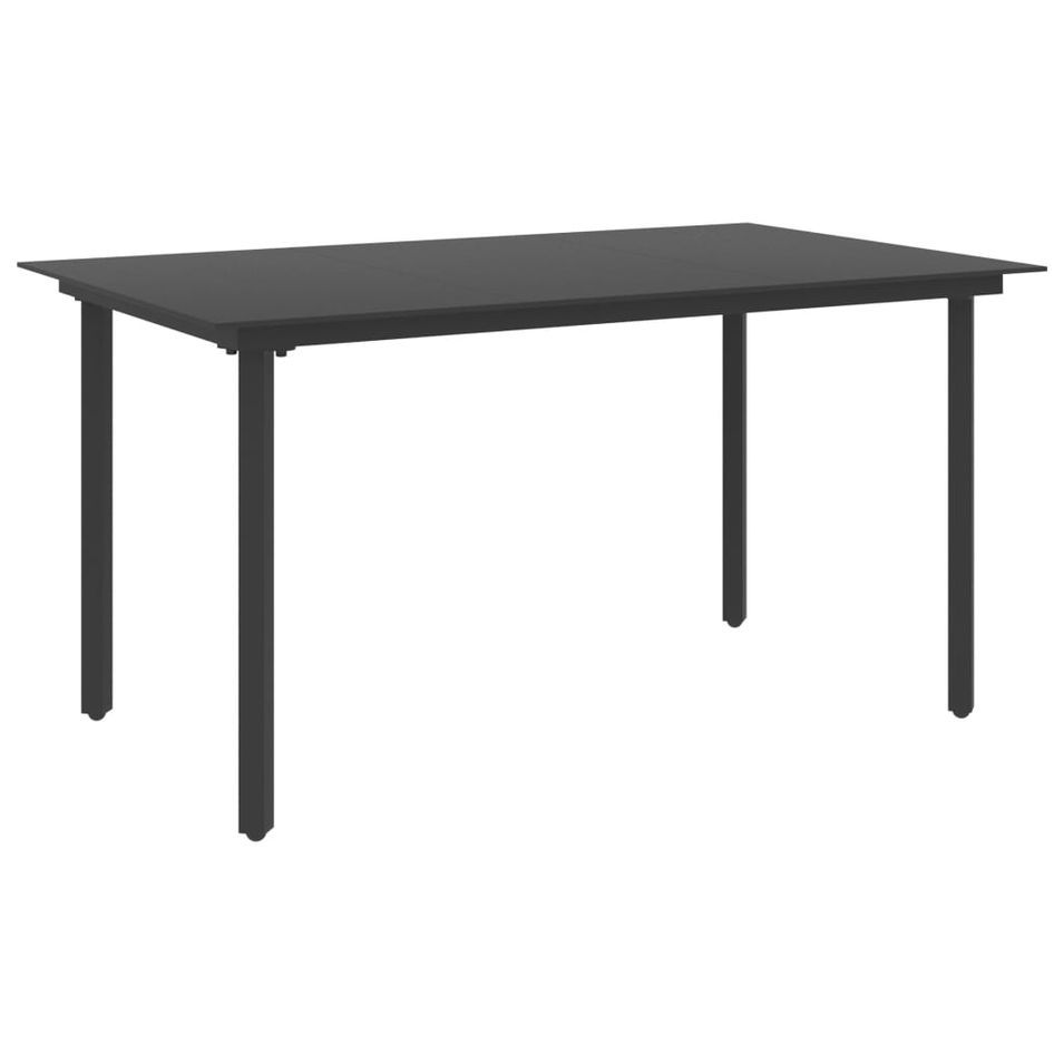 Table à dîner de jardin Noir 150x80x74 cm Acier et verre 2 - Photo n°1