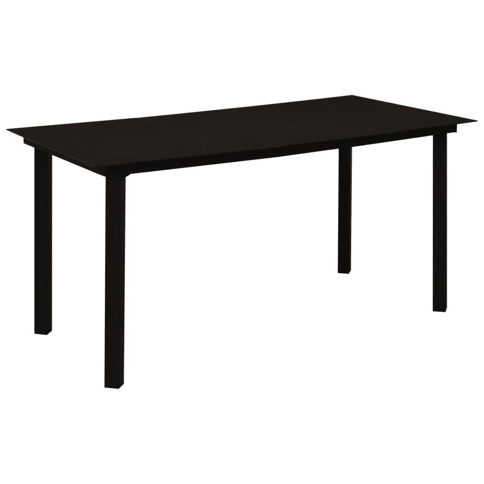 Table à dîner de jardin Noir 150x80x74 cm Acier et verre - Photo n°1