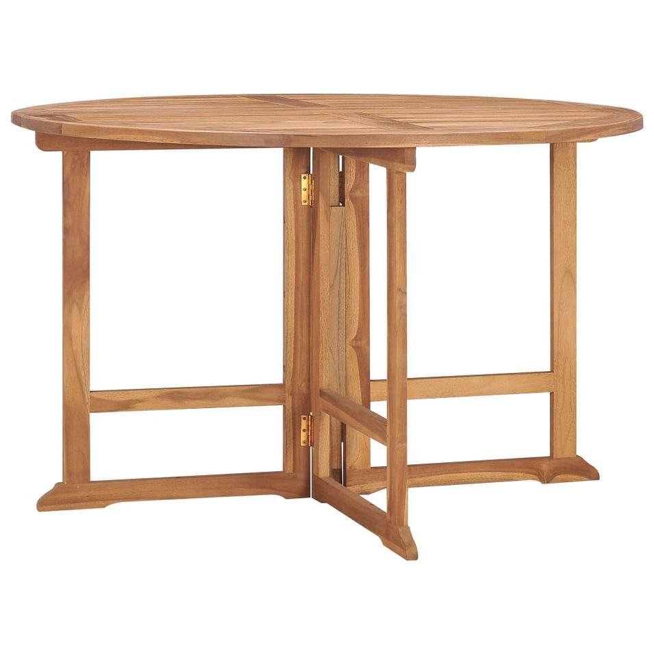 Table à dîner pliable de jardin Ø120x75 cm Bois de teck solide - Photo n°1