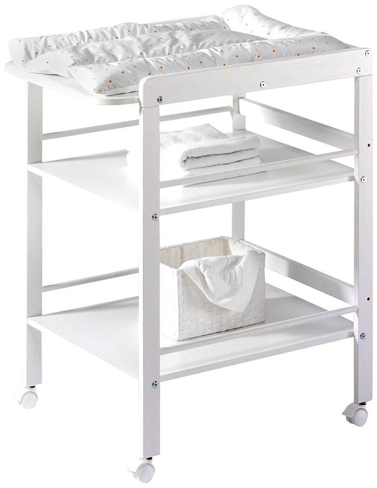 Table à langer 2 étagères pin massif blanc Wrap - Photo n°1