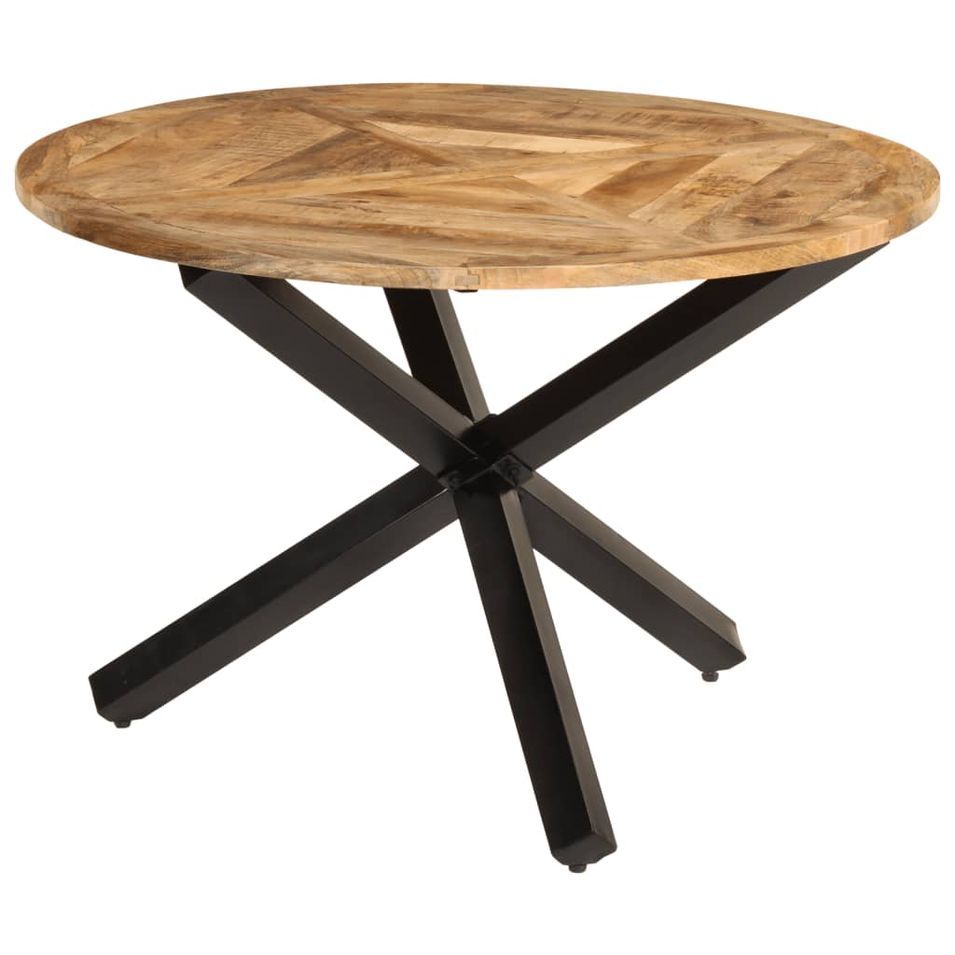 Table à manger Ø110x75 cm bois massif de manguier brut - Photo n°1