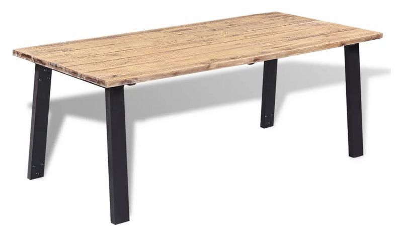 Table à manger acacia massif clair et pieds métal noir Levin 170 cm - Photo n°1