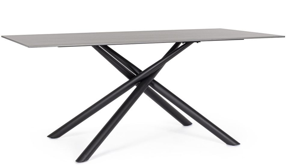 Table à manger ARGITA 180 cm – Grès effet marbre & pieds acier réglables - 8 places - Photo n°1