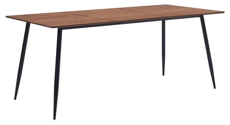 Table à manger bois foncé et pieds métal noir Azkar 180 cm - Photo n°1