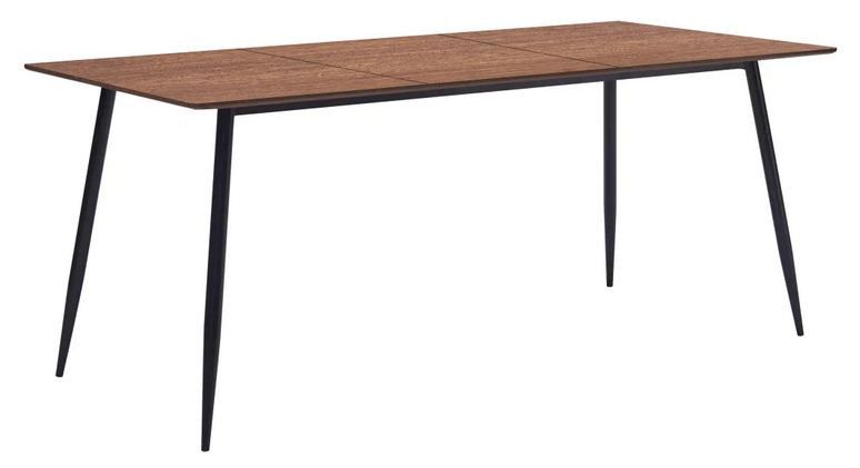 Table à manger bois foncé et pieds métal noir Azkar 200 cm - Photo n°1
