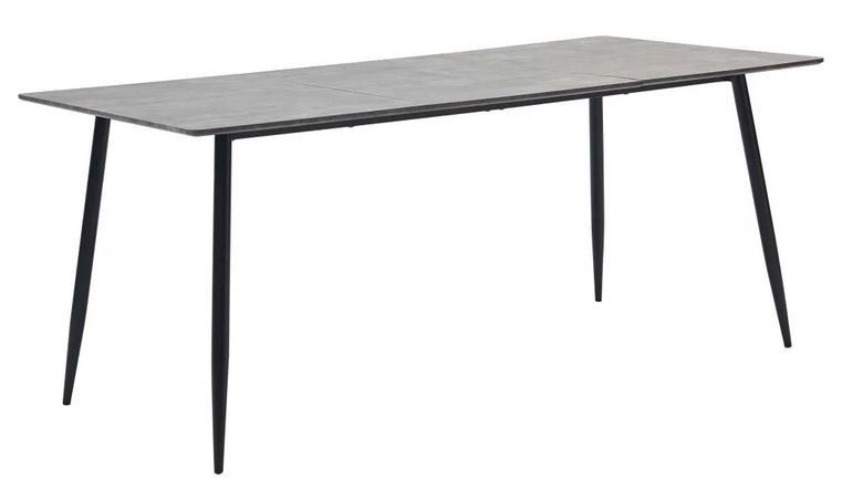 Table à manger bois gris béton et pieds métal noir Azkar 200 cm - Photo n°1