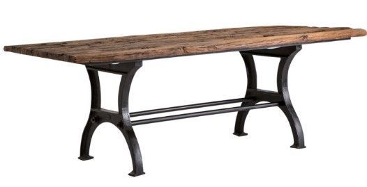 Table à manger bois massif foncé et pieds métal noir Mialm - Photo n°1