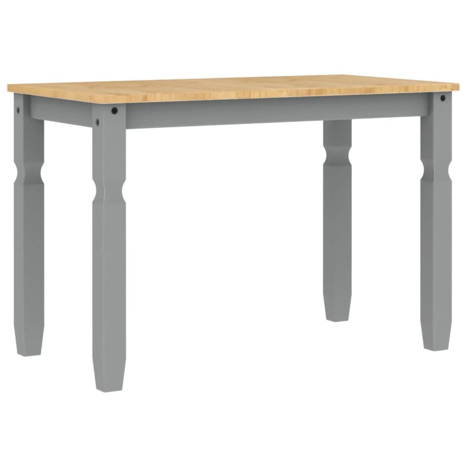 Table à manger Corona gris 112x60x75 cm bois massif de pin - Photo n°1