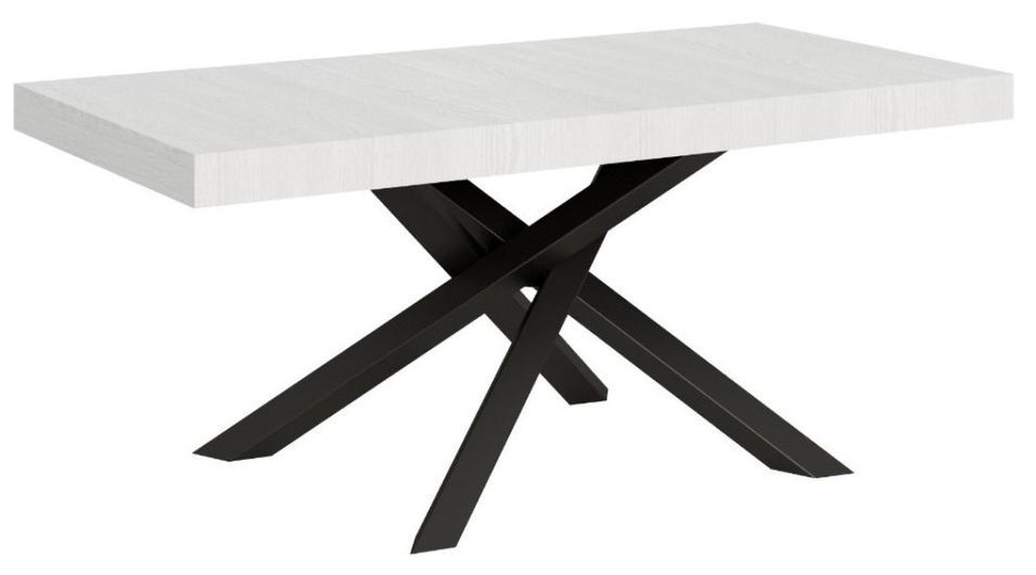 Table à manger design blanche et pieds entrelacés anthracite 160 cm Artemis - Photo n°1