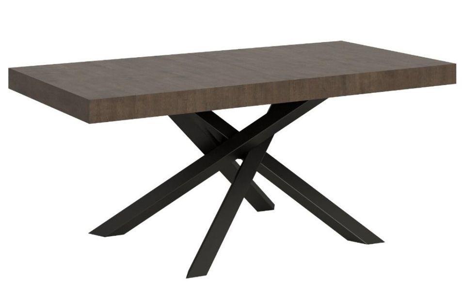 Table à manger design marron et pieds entrelacés anthracite 160 cm Artemis - Photo n°1