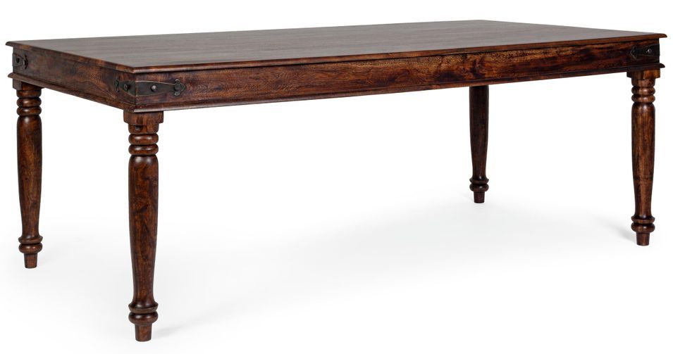 Table à manger en bois massif d'acacia vernis Jania 200 cm - Photo n°1