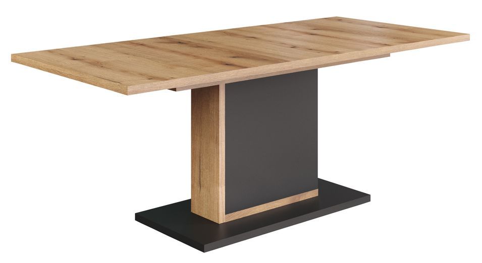 Table à manger extensible anthracite et chêne Evoke Lunix 160 à 200 cm - Photo n°1