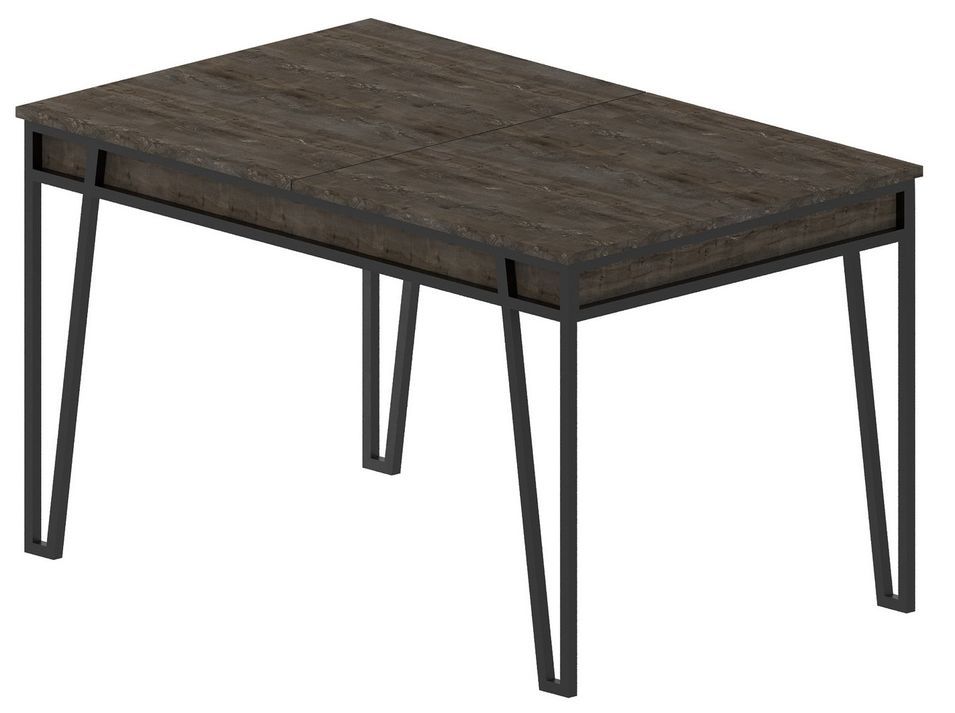 Table à manger extensible bois marron et métal noir Kasper 130/170 cm - Photo n°1