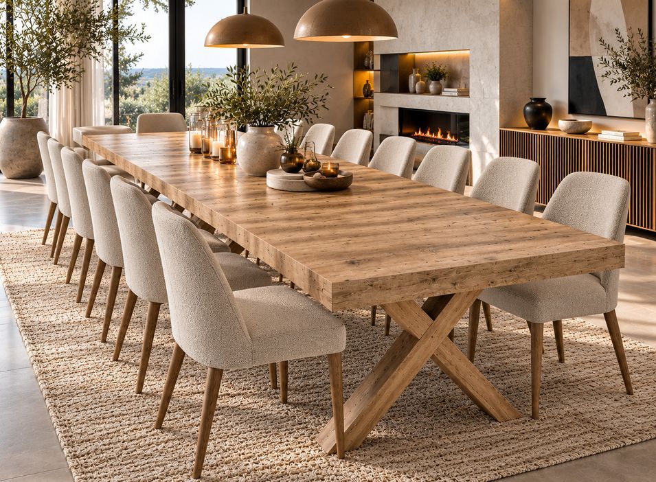 Table à manger extensible KOPAR 160 à 500 cm – Bois chêne noueux naturel – Fabrication italienne haut de gamme - Photo n°1