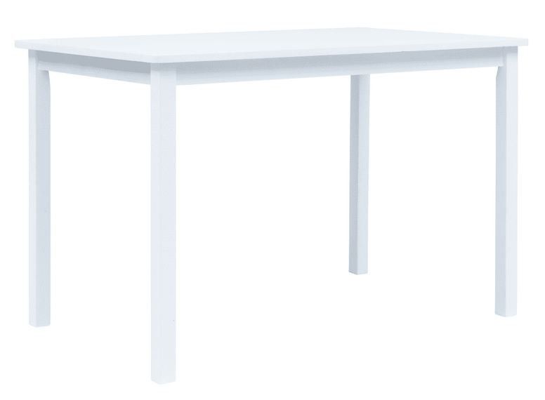 Table à manger hévéa massif blanc Laloo 114 cm - Photo n°1
